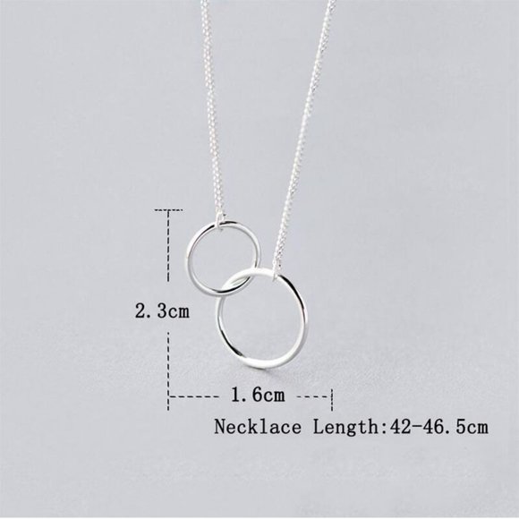 NEW 925 Sterling Silver Double Circle Necklace - Picture 8 of 8